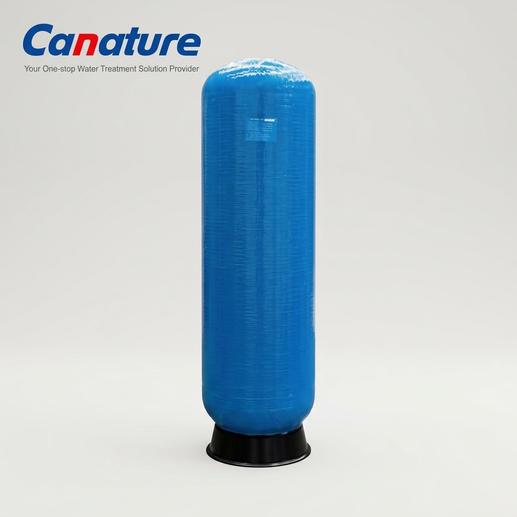 Pressure tank,with base,blue color,4" top opening,with"canature" >  