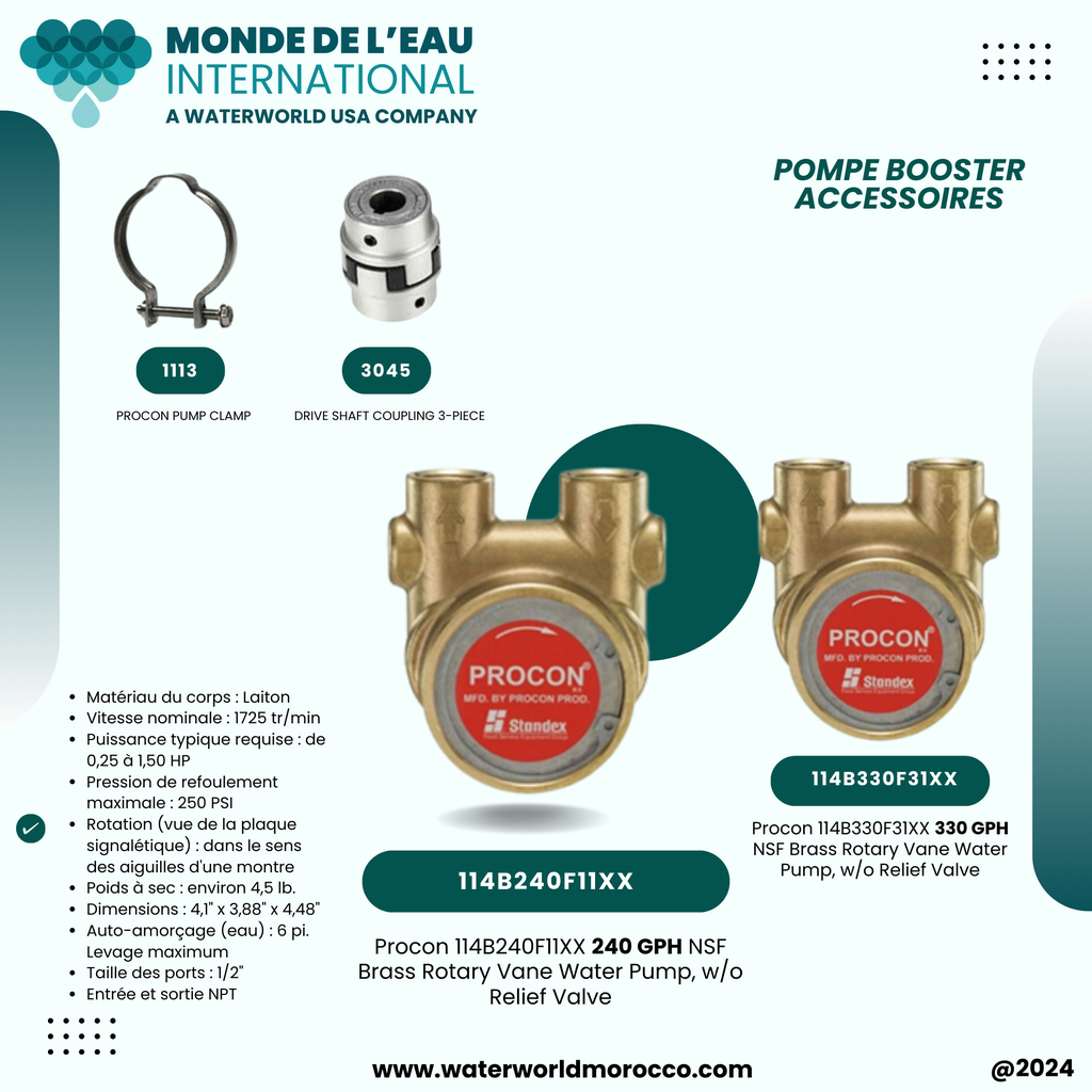 PROCON PUMP 240 GPH ,BRASS, W/O REL   (D)