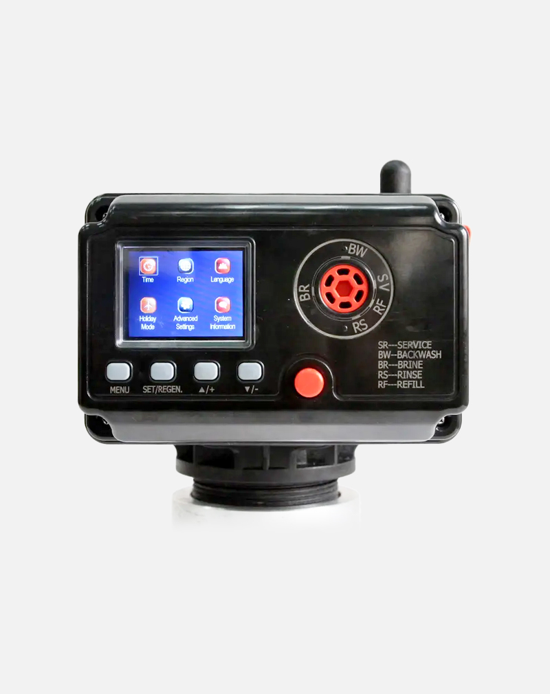 BNT-950F – Vanne adoucisseur volumétrique avec entrée et sortie 1,5" NPT, avec base 4"