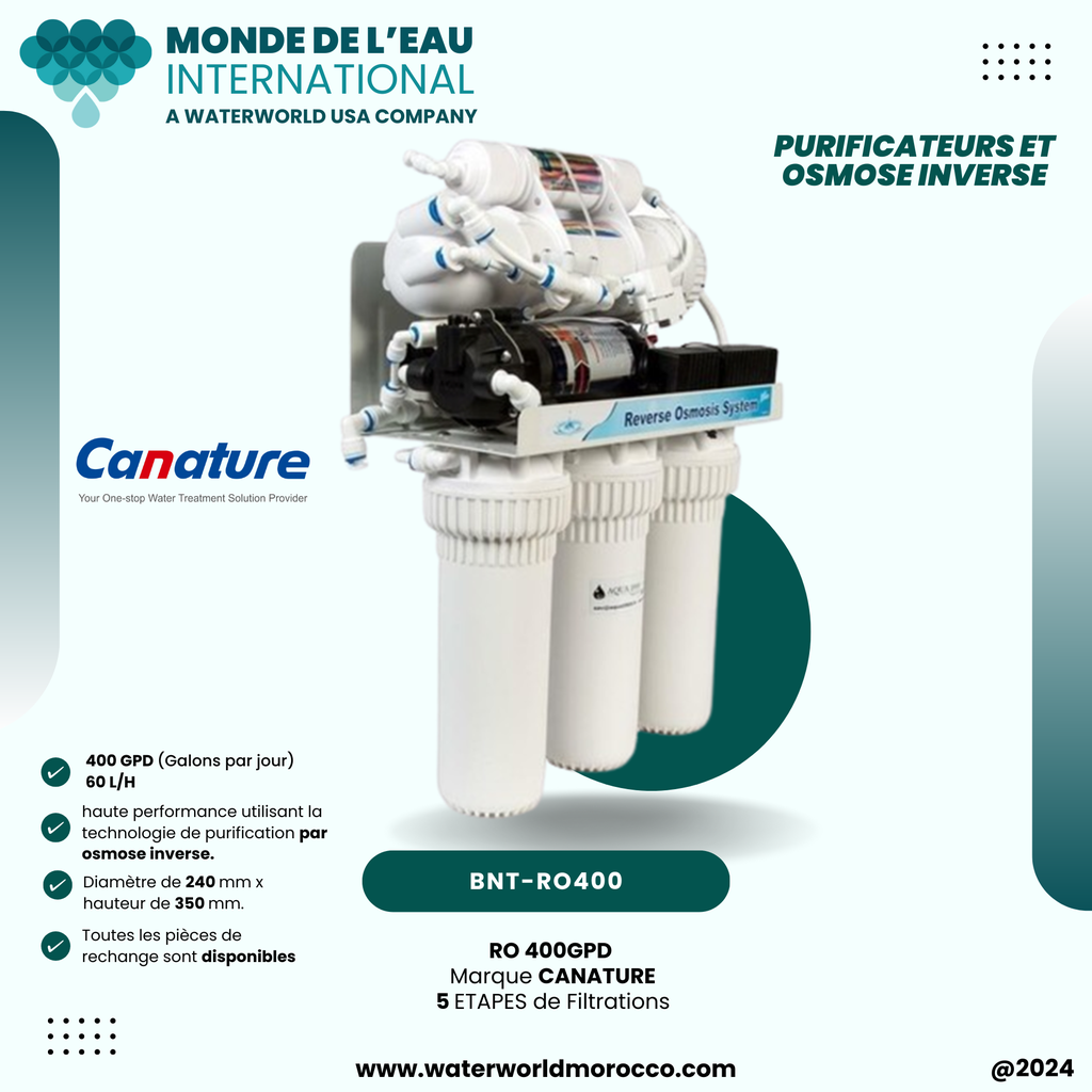 BNT-RO400-C10 with pump,PP/GAC/CTO/RO400/Post AC,  Drain SADDLE 