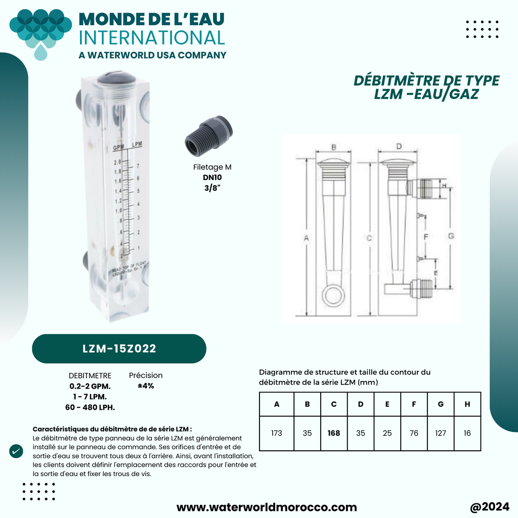 FLOWMETER 0.2-2GPM   (D)