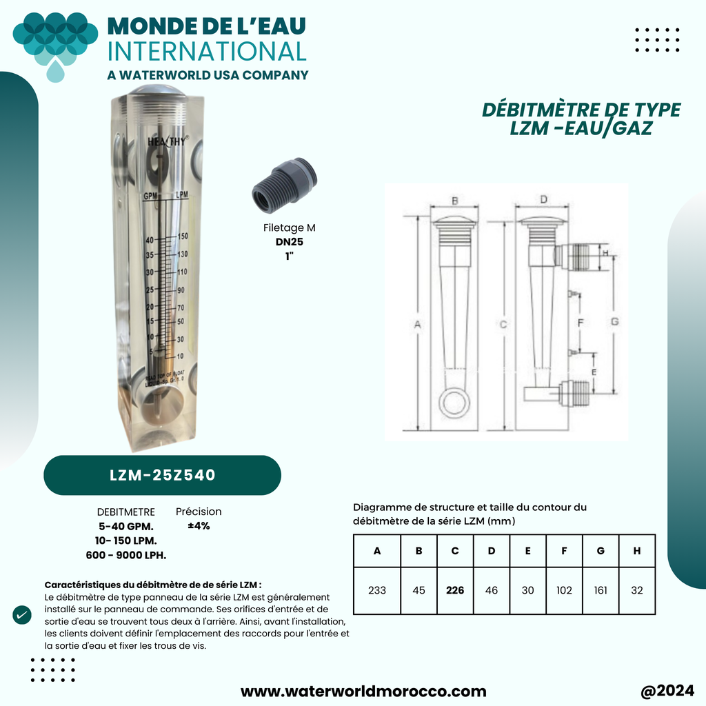 FLOWMETER 5-40 GPM   (D)