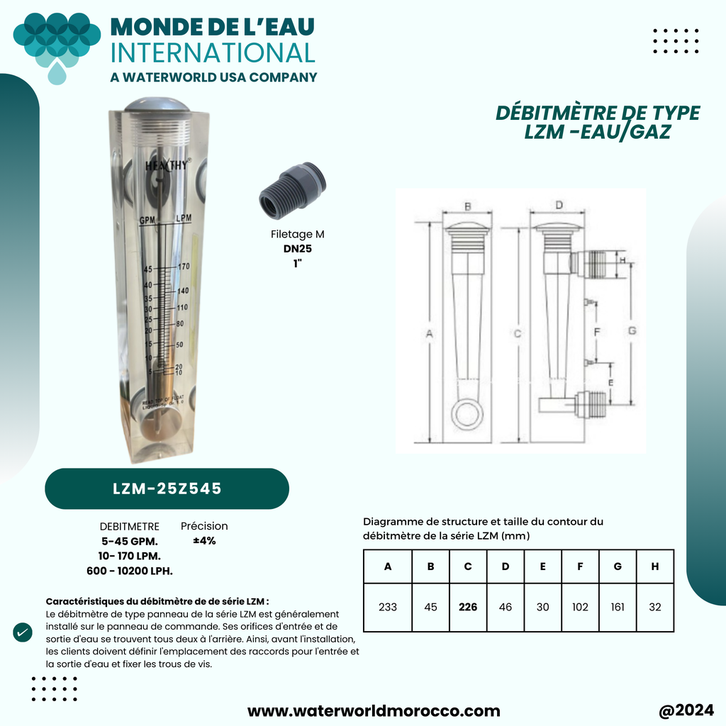 FLOWMETER, 5-45GPM   (D)