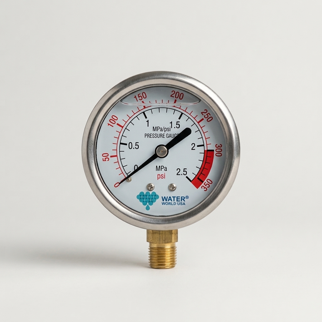 pressure gauge 63mm , 350 PSI Liquid filled Bottom 1/4   (D)