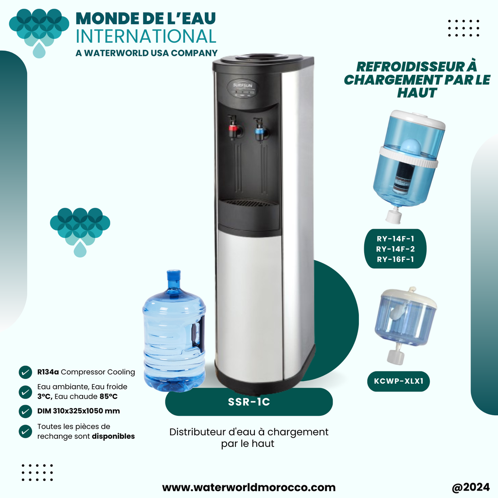 Standing water dispenser with hot and cold water,with elliptic disp   (D)