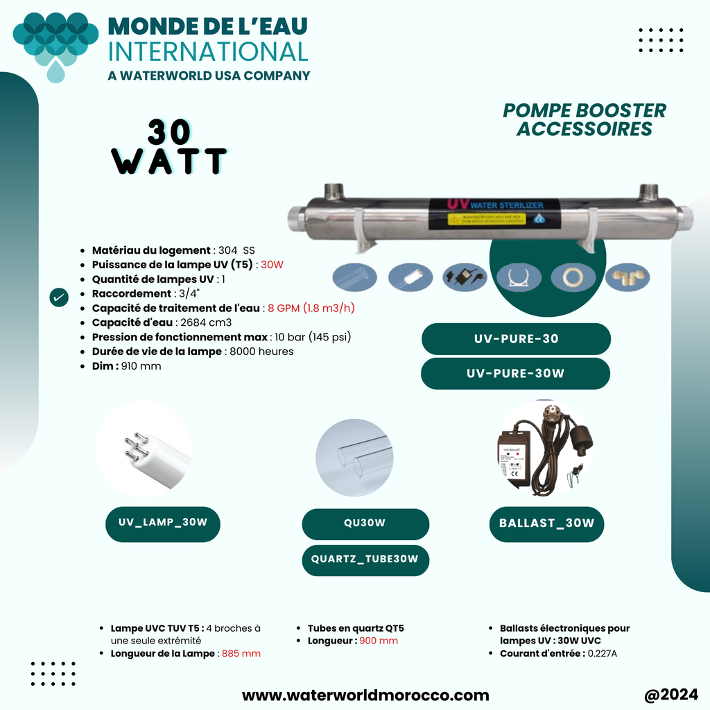 UV WATER FILTER 30'' 3/4"