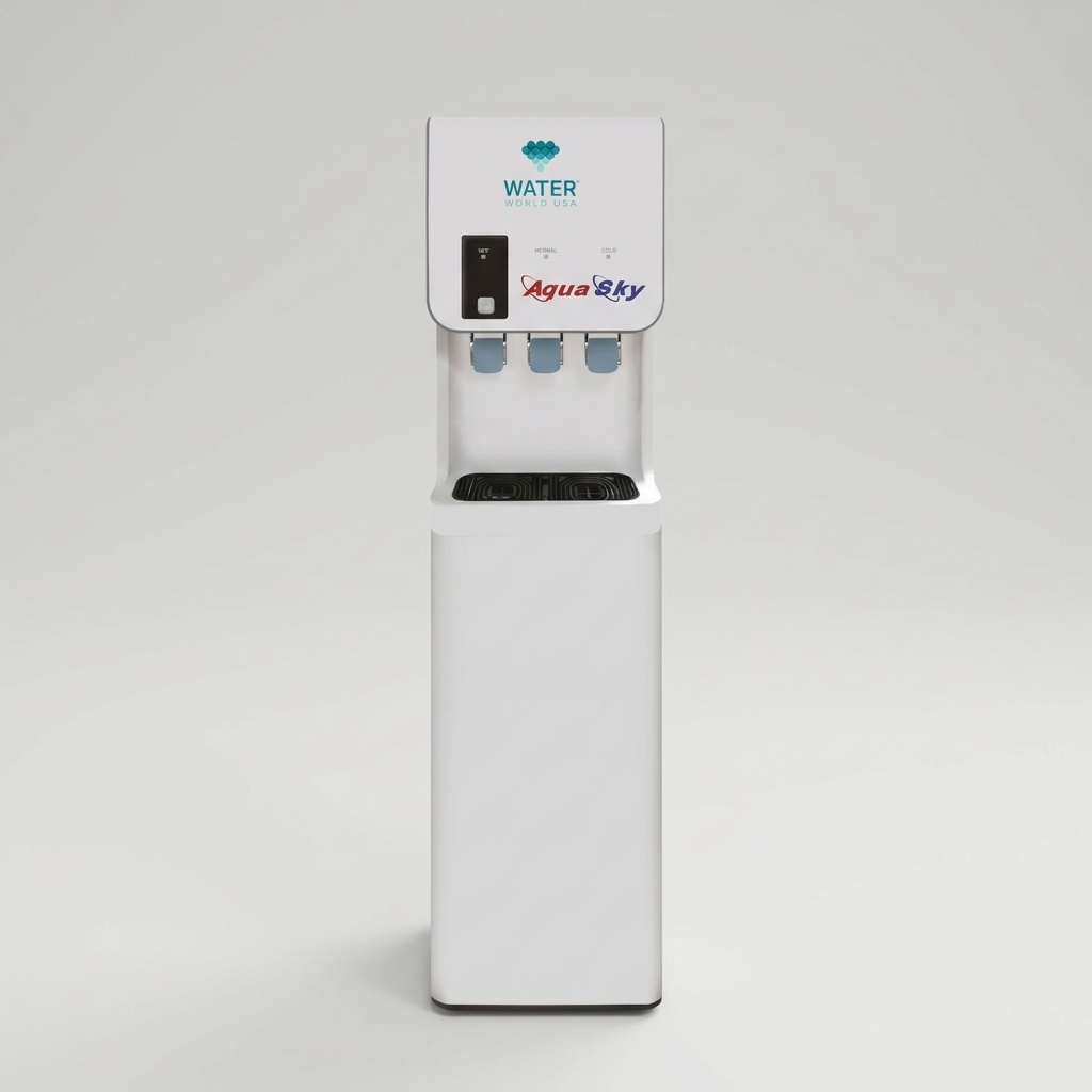 Fontaine à eau AQUASKY avec système d’osmose inverse (RO) 4 étapes et compresseur DANFOSS