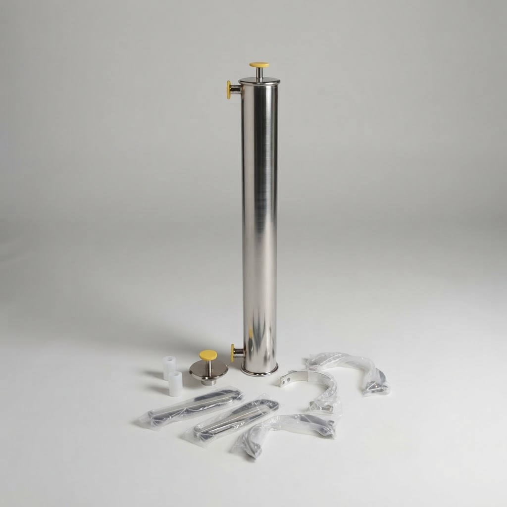 Porte de membrane en acier inoxydable pour membrane d’osmose inverse 4040, conception sans soudure, haute résistance à la pression et à la corrosion.