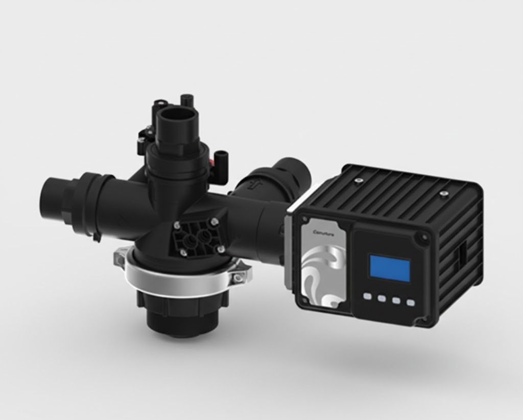 MTS-1050F (UF) softener valve, 2"NPT I/O adaptor & drain,with 4 base, OD50mm WEIPU adaptor