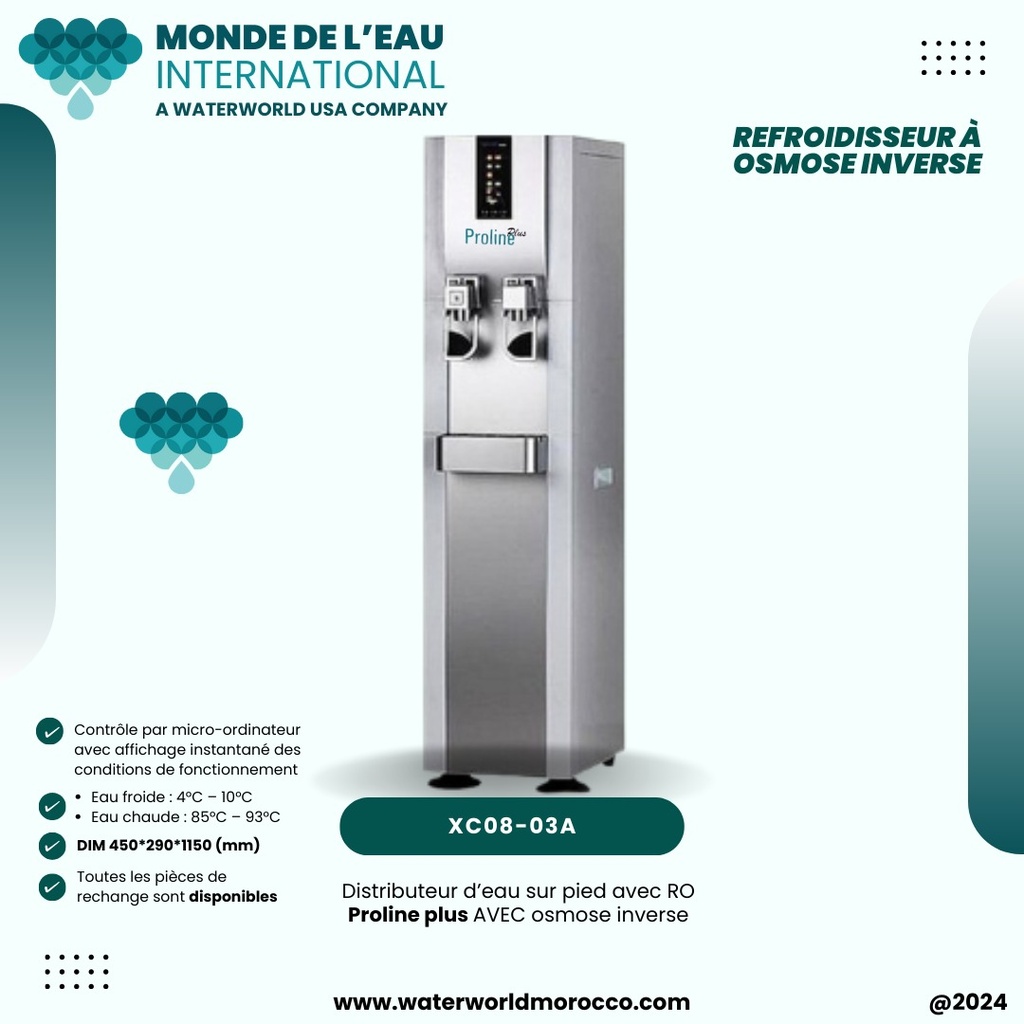 XC08-03A Free Standing Water Dispenser WITH RO 14" ,with hot/cold/room water faucet ,4 Stages