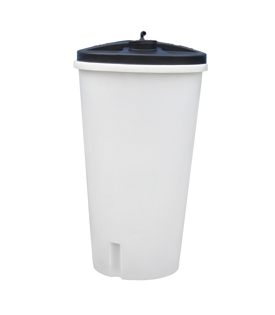 Ensemble cuve à saumure ronde 750 L, noir et blanc, avec puits à saumure et grille à saumure, sans vanne à saumure, avec sac tissé.