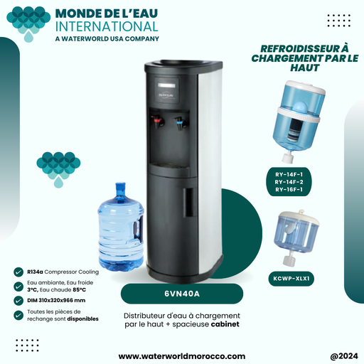 [6VN40A] Standing water dispenser with hot and cold water, with cabinet,   (D)