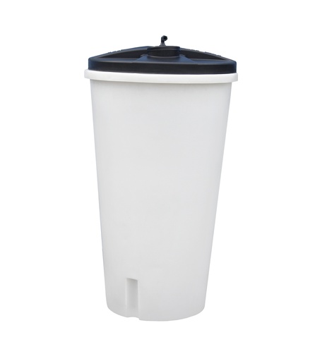 Ensemble cuve à saumure ronde 750 L, noir et blanc, avec puits à saumure et grille à saumure, sans vanne à saumure, avec sac tissé.